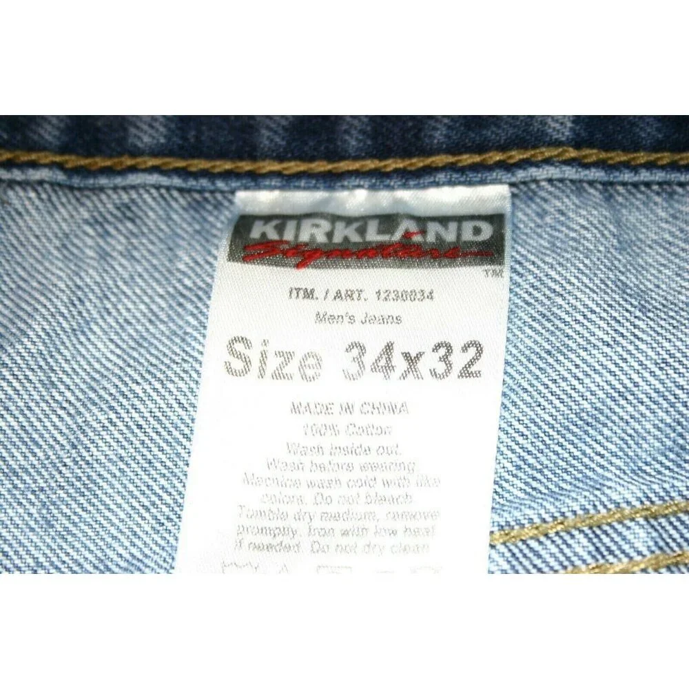 Kirkland jeans mens 34 x 31 Signature distressed straight blue